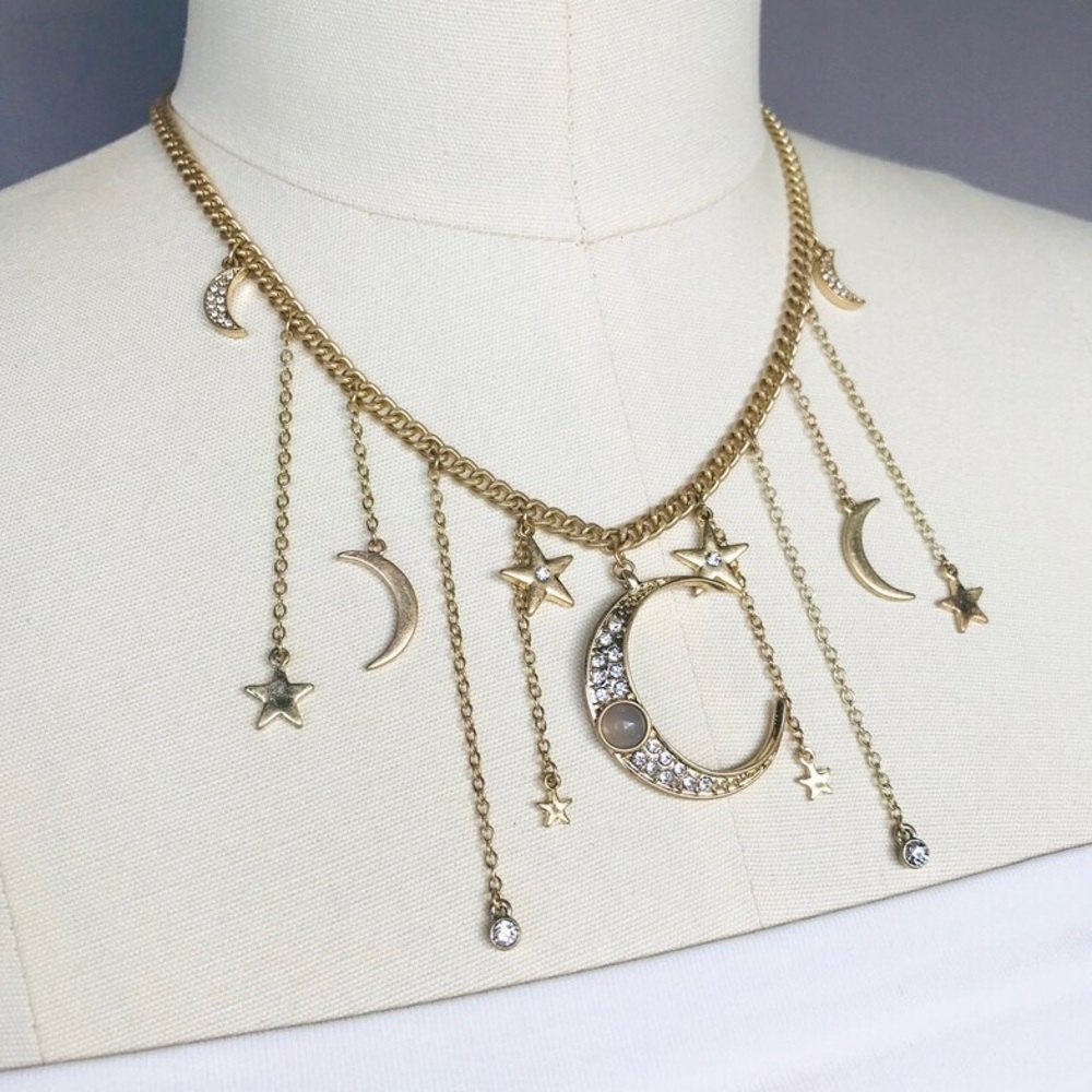✨3for$38 New Moon & Stars Statement Charm Necklace